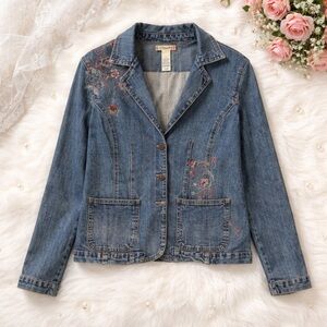 Stamp 10 Size 14 Cotton Spandex Button Down Embroidered Jacket